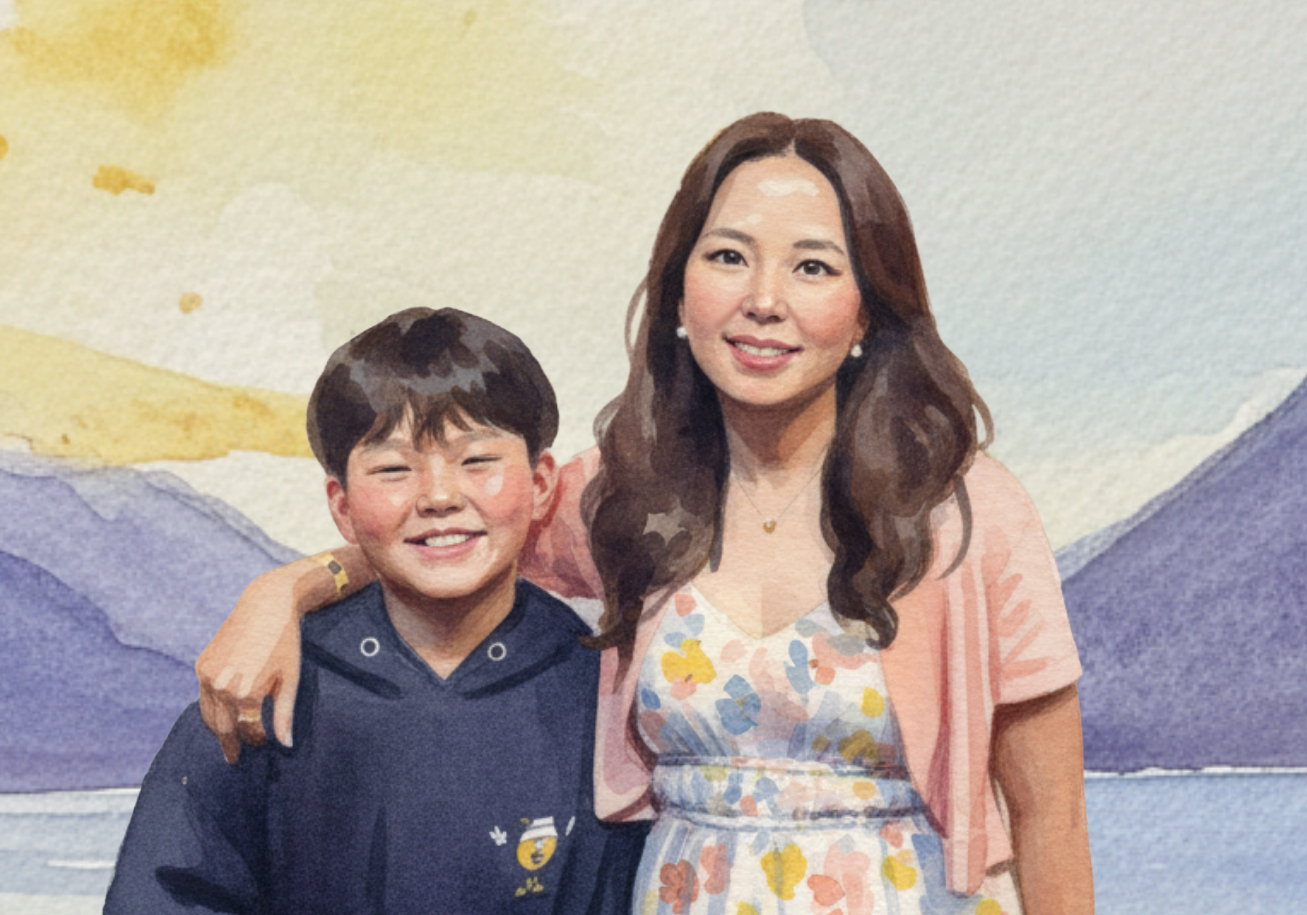 Ella and her son, the two people behind Charis Story Lab and George the Frog